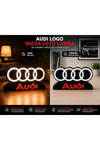Audi Masa Lambası , Audi Logolu Led Işıklı Masa Lambası , Audi Gündüz Gece Masa Lambası Siyah