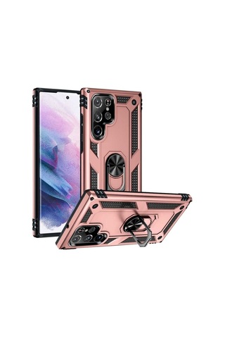 Samsung Uyumlu Galaxy S22 Ultra Kılıf Zore Vega Kapak Rose Gold
