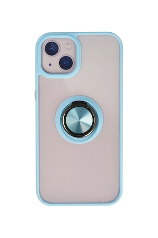 Newface Apple iPhone Uyumlu 13 Kılıf Montreal Yüzüklü Silikon Kapak - Glblseme - 93 Buz Mavi
