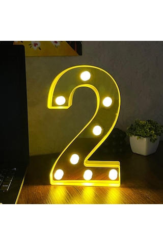 Dekoratif Led Işıklı 3D 2 Rakamı Büyük Boy Organizasyon Doğum Günü Kutlama