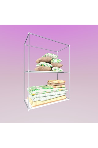 Dzgn Home Çelik Metal Borulu Yorgan Hurcu Yüklük Gardırop-gri Gri