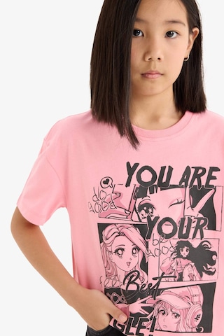 DeFacto Kız Çocuk Relax Fit Bisiklet Yaka Baskılı Kısa Kollu Tişört E0355A825SMPN323 Pembe