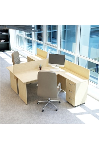 Burovena Vena Nil L Workstation Ikili Çalışma Masa 3 Panelli 294Cm X 16...