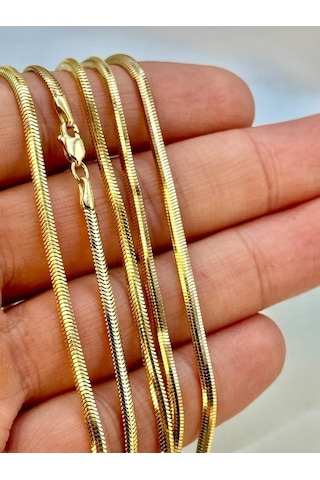 Sefa Gold 14 Ayar Altın İtalyan Balık Sırtı Zincir Kolye 3,5 MM