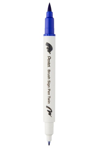Pentel Brush Sing Pen Twin Çift Taraflı Fırça Uçlu Kalem Mavi
