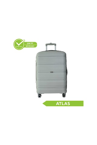 Vegmann Polipropilen Pp Atlas Gri Büyük Boy Valiz Çok Renkli