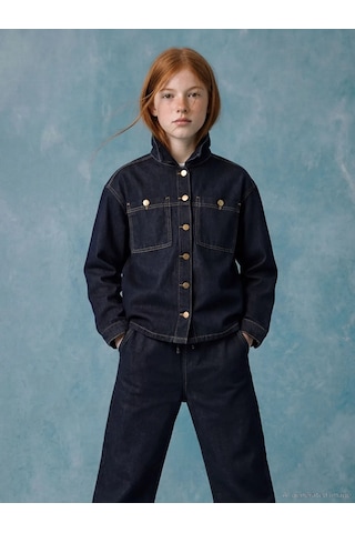 Lc Waikiki İndigo Uzun Kollu Kız Çocuk Jean Gömlek