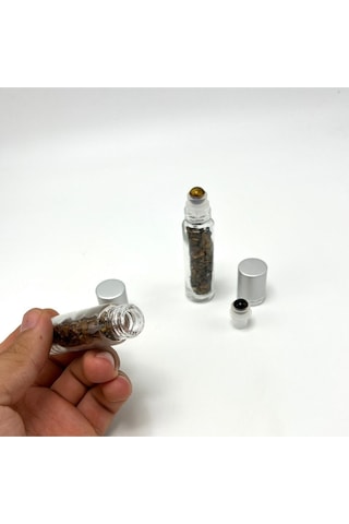 Yıldız Doğal Taş Sertifikalı Kaplan Gözü Doğal Taş Esans Şişesi + Roller Masaj Aleti 10 ML