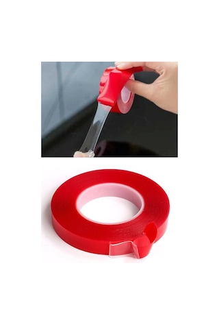 Silikonlu Çift Taraflı Şeffaf Kırmızı Su Geçirmez Güçlü Montaj Bandı 18mm X 2mt 18 2 Silikon Bant