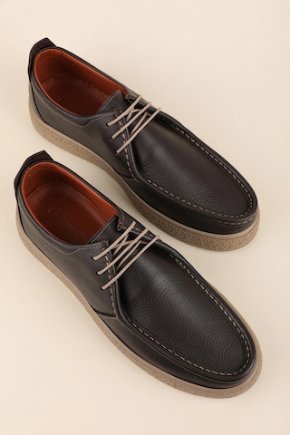 Gondol Erkek Hakiki Deri Casual Derby Ayakkabı Moc-toe Cz.102 Kahverengi