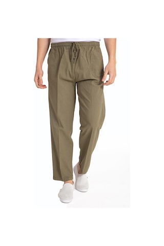 Erkek Ham Bez Lastikli Yüksek Bel Rahat Kalıp %100 Natural Pamuk Eşofman Alt Pantolon Alt Giyim 2188-Kahve Rengi Çok Renkli