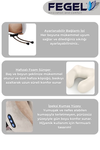 Fg-01 Seyahat Tipi Masajlı Boyun Yastığı Bej Pembe