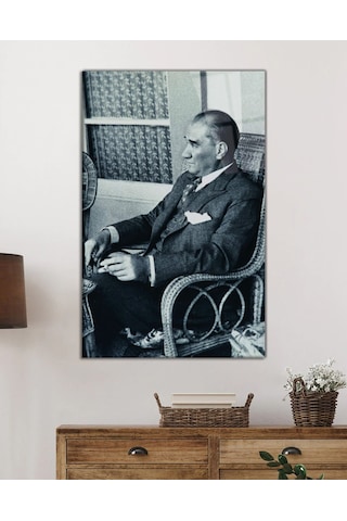 Atatürk Portresi Cam Tablo, Ev Ve Ofis Duvar Dekoru, Hediyelik Büyük Temperli 4 Mm Cam Tablo