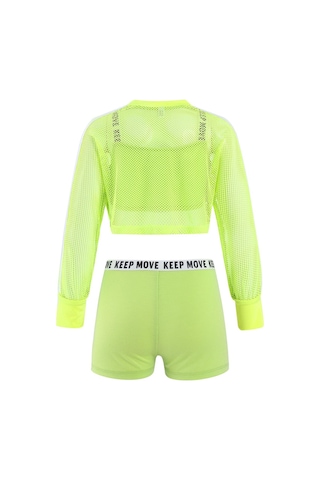 Çocuk Kız 3 Adet Caz Hip Hop Dans Kıyafetleri Kısa Net Bluz Tank Top Ve Ganimet Şort Egzersiz Takım Elbise Beyaz