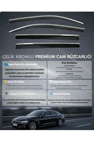 Fiat Egea Sd/hb/cross Araca Özel "çelik" Kromlu Cam Rüzgarlığı Pianoblack Yazılı-yazısız