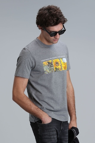 Lufian Erkek June Modern Grafik T-shirt 111020192 Gri