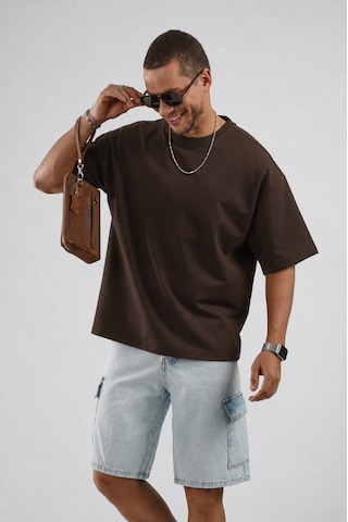King Brich Oversize Kalıp Basic %100 Pamuklu Erkek Tişört Kahverengi