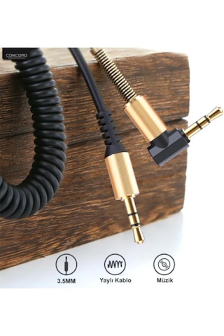 Altın Uçlu Araç Müzik Ses Kablosu Stereo Aux Kablo 1 Mt - 3.5mm