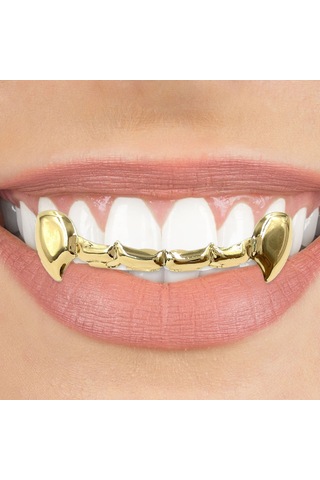 Hip Hop Vampire Fangs Izgara Altın Kaplama Cadılar Bayramı Fotoğraf Aksesuarları İçin Üst Ve Alt Ağız Diş Kapakları Diğer