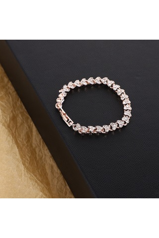 Samdoo Gümüş Aynalı Kristal Bilezik - Her Giyime Parlaklık Kat - Günlük Kullanıma Uygun - Zirkon Taşlı - Elegant Ve Sade Tasarım Gold