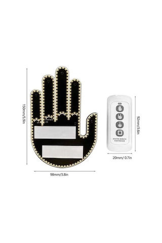 El Orta Parmak Led Kumandalı Araç İçi Reflektör Arka Cam El Simgesi Çok Renkli