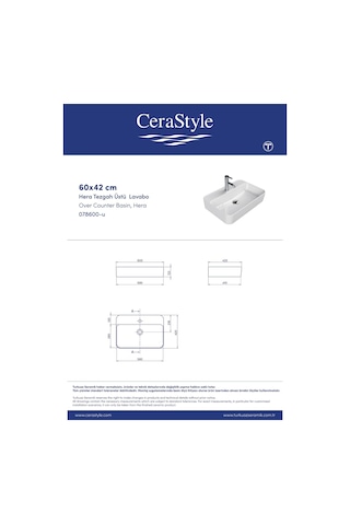 Turkuaz Cerastyle Hera Tezgahüstü Mat Siyah Lavabo 60 42 Cm