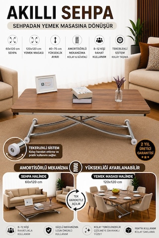 Juppo Üst Tabla Mdf Ceviz Oval Köşe Alt Krom İçe K