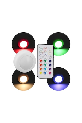 Powermaster Pm-27186 Led Mobilya Merdiven Pilli Aydınlatma Lamba 3m Yapışkanlı Kumandalı Rgb Renkli 4000k 8'li Paket Renkli