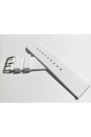 Fado 22 Mm Akıllı Pimli Silikon Baskılı Desenli Beyaz Saat Kordonu Kayışı 78 Beyaz