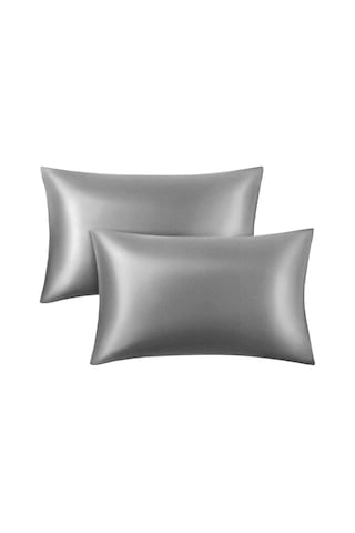 Gri Ipek Saten Yastık Kılıfı 50 x 70 2'Li