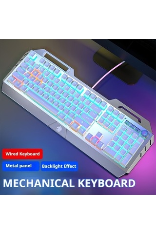 Fastbuy 104 Tuşlu Mavi Arkadan Aydınlatmalı Ergonomik Kablolu Mekanik Klavye