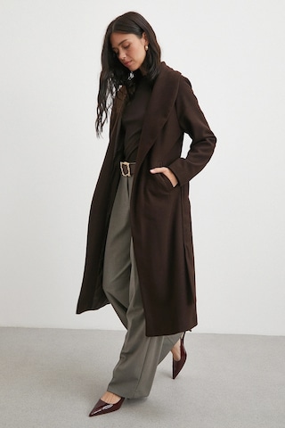 Kuşaklı Kaşe Kaban Kahve Kahve