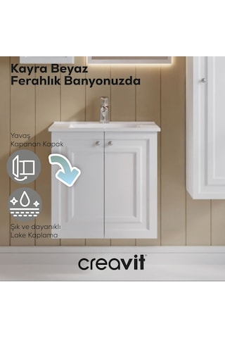 Creavit Kayra Lavabo Dolabı Kapaklı 60cm Mat Beyaz