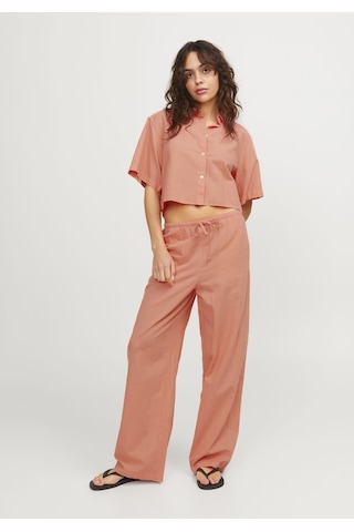 Jack & Jones Kadın Crop Keten Gömlek - Lulu 12231335 Peach Echo Bej