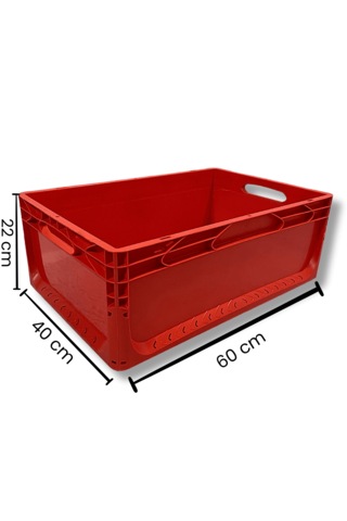 Alpbx 1.kalite Kırmızı Plastik Kasa 60x40x22 Cm - Kutu 44 Litre Kırmızı