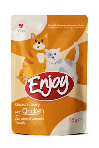 Enjoy Tavuk Etli Kedi Pouch Yaş Mama 85gr X 22 Adet Enjoy Tavuk Etli Kedi Pouch Yaş Mama 85gr X 22 Adet