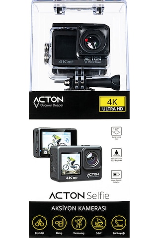Acton Selfie Aksiyon Kamerası Siyah