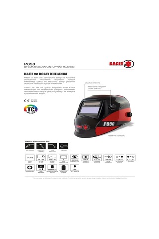 P850 Otomatik Kararan Kaynak Maskesi True Color Temiz Net Görüntü