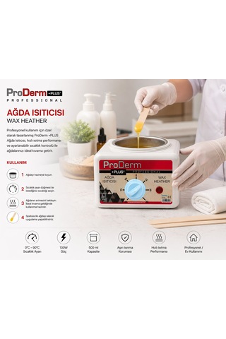 Proderm +plus Ağda Isıtıcısı 500 Ml Profesyonel Wax Heater 100w, Ayarlanabilir Sıcaklık