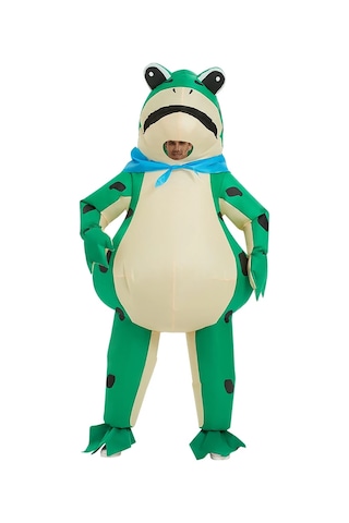 Şişme Kurbağa Kostüm Komik Tam Vücut Blow Up Cosplay Kostüm Seti
