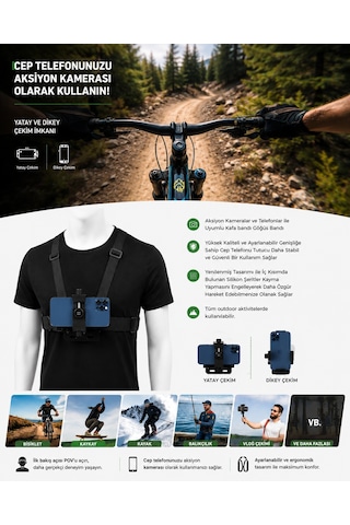Outfire Telefona Uyumlu Göğüs Kemeri Vlog Video Çekim Seti