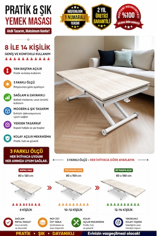 Yan Baştan Açılır Akıllı Masa Üst Tabla Mdf Yüksekliği Ayarlanabilir Pratik Lizbon