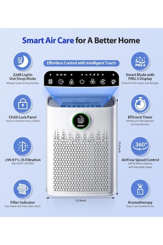 Yk Desing Zy3866wf Hava Temizleyici, Koku Giderici Ve Hava Nemlendirici Beyaz