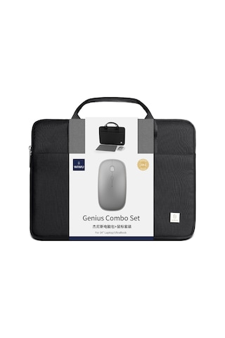 Wiwu Genius Combo Serisi 3in1 15.6 İnç Laptop Çantası & Kablosuz Mouse & Mouse Pad Set Siyah