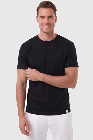Rizzup Erkek %95 Pamuk Regular Fit Rahat Kesim Duble Kollu Bisiklet Yaka Likralı Siyah Tişört 2604361
