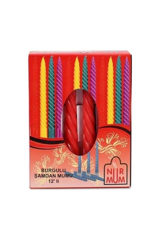 X-202 12 Li Şamdan Mum Renkli