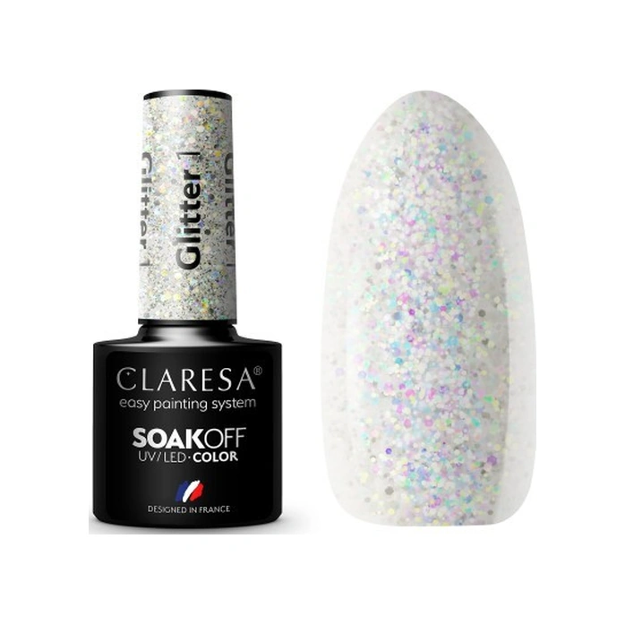 Claresa Kalıcı Oje Glitter Silver Simli Şeffaf 01 5gr