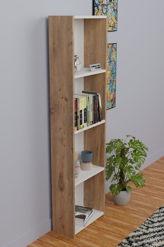 5 Raflı Kitaplık Arkalıklı Dar Raf Kütüphane 170 Cm A.çam - Beyaz