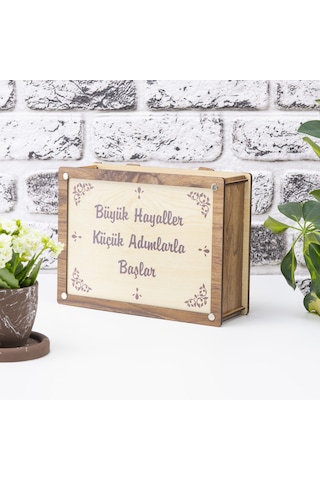 Deep Creative Parabox Hedef Kumbarası Ahşap-krem Rengi Ahşap Kilitli
