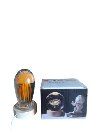 Ahşap Altlıklı Turuncu Renk Deniz Anası Görünümlü Işıklı Küre